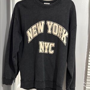 Garage Black Crewneck Sweater with New York Design